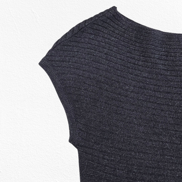 Calvin Klein Dark Plum Rib Knit Tunic Sweater Merino Alpaca Minimalist Size XS - Picture 2 of 8